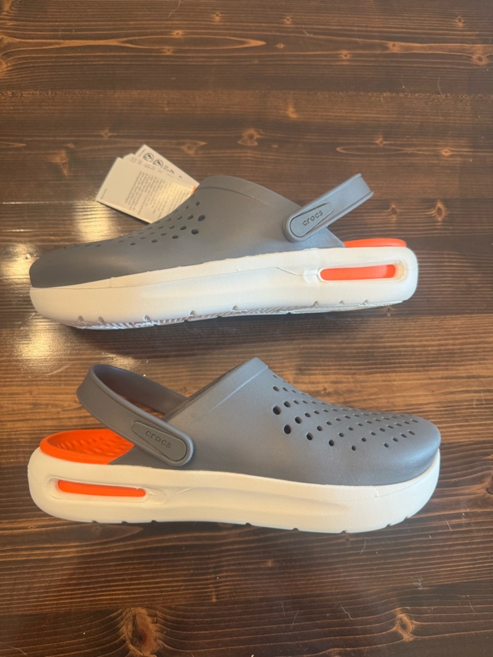 CROCS Men’s InMotion LiteRide Gray and Orange Clog Sandals Size 11